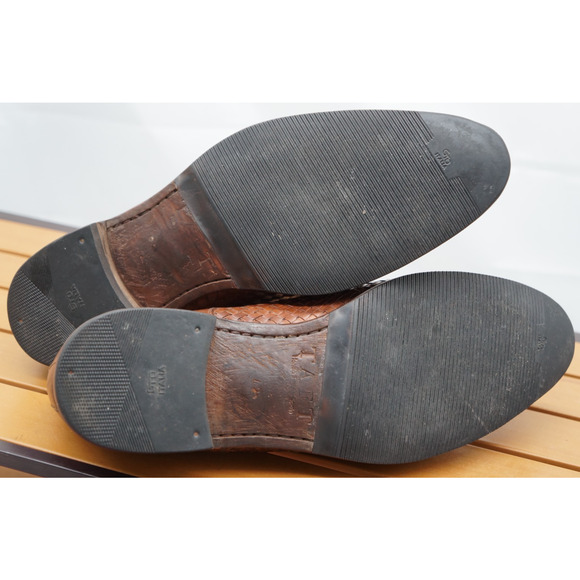 Taft. Brown leather oxford dress shoes with woven detail. Made in Spain. Size 9 main image 7